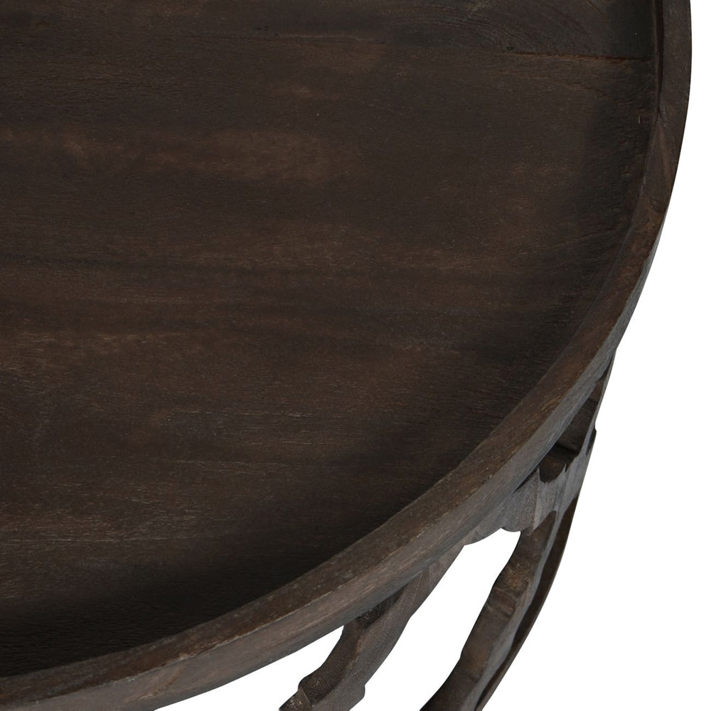 Libra Calm Neutral Collection - Kielder Solid Carved Wooden Coffee Table in Dark Brown