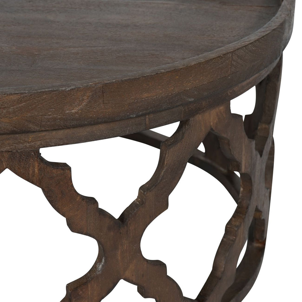 Libra Calm Neutral Collection - Kielder Solid Carved Wooden Coffee Table in Dark Brown