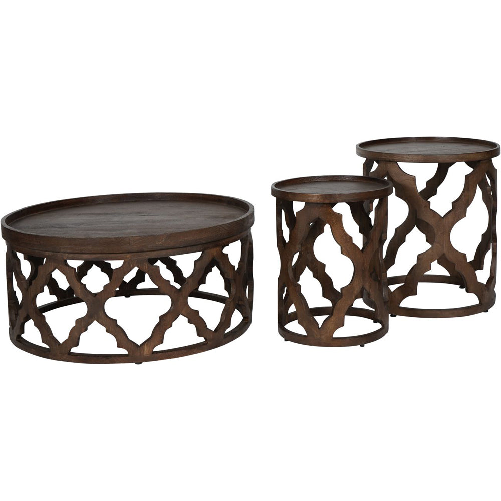 Libra Calm Neutral Collection - Kielder Solid Carved Wooden Coffee Table in Dark Brown