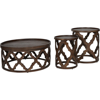 Libra Calm Neutral Collection - Kielder Solid Carved Wooden Coffee Table in Dark Brown