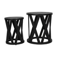 Libra Calm Neutral Collection - Cali Solid Wooden Set of 2 Nesting Side Tables in Black