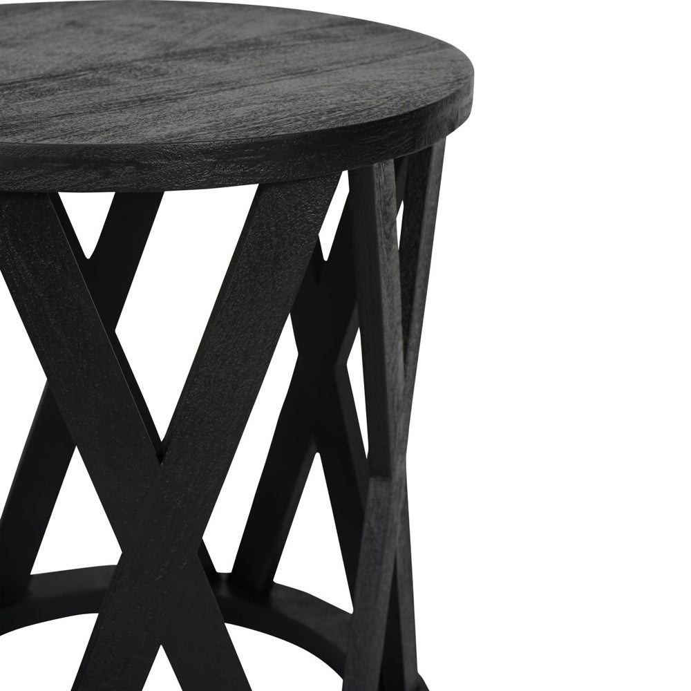 Libra Calm Neutral Collection - Cali Solid Wooden Set of 2 Nesting Side Tables in Black