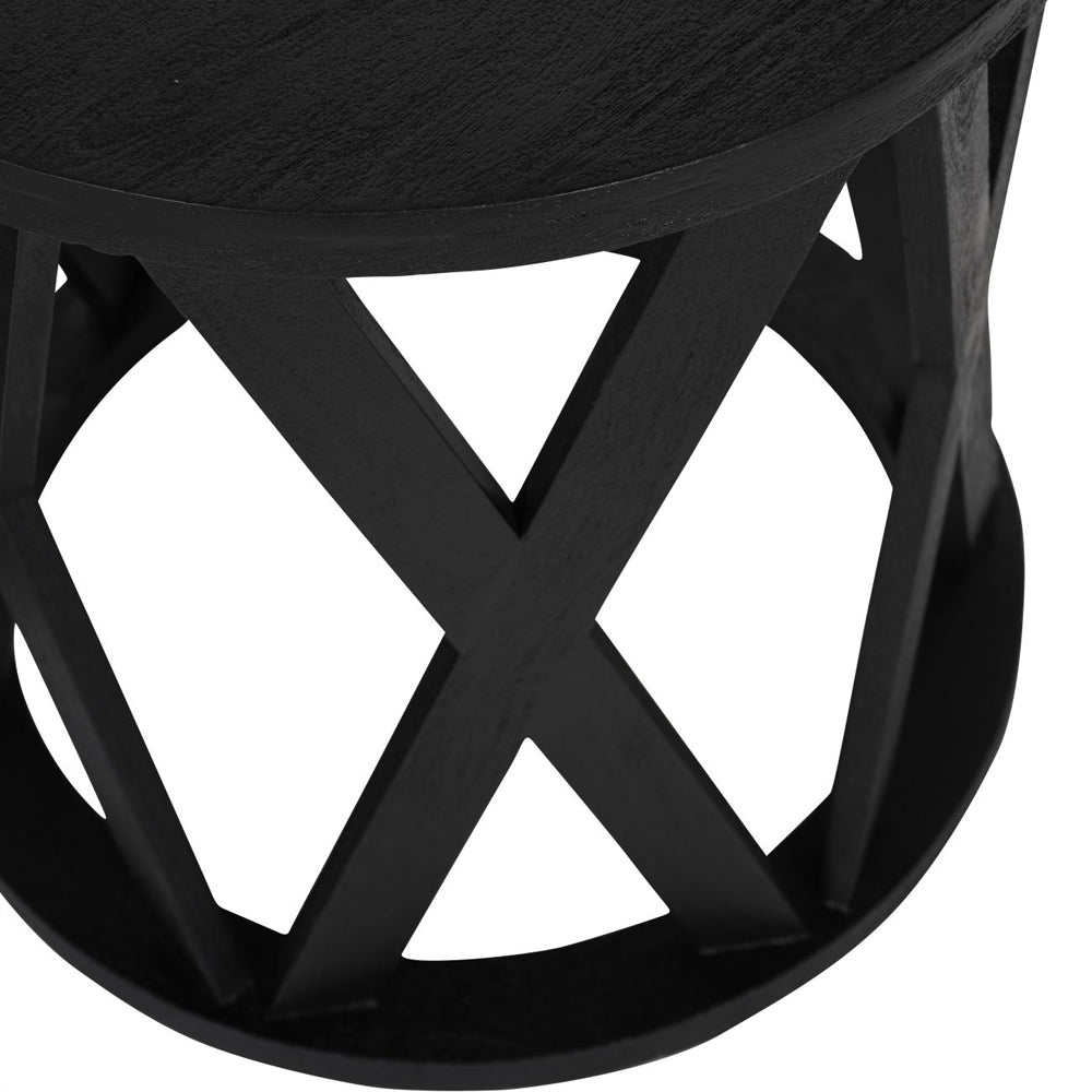 Libra Calm Neutral Collection - Cali Solid Wooden Set of 2 Nesting Side Tables in Black