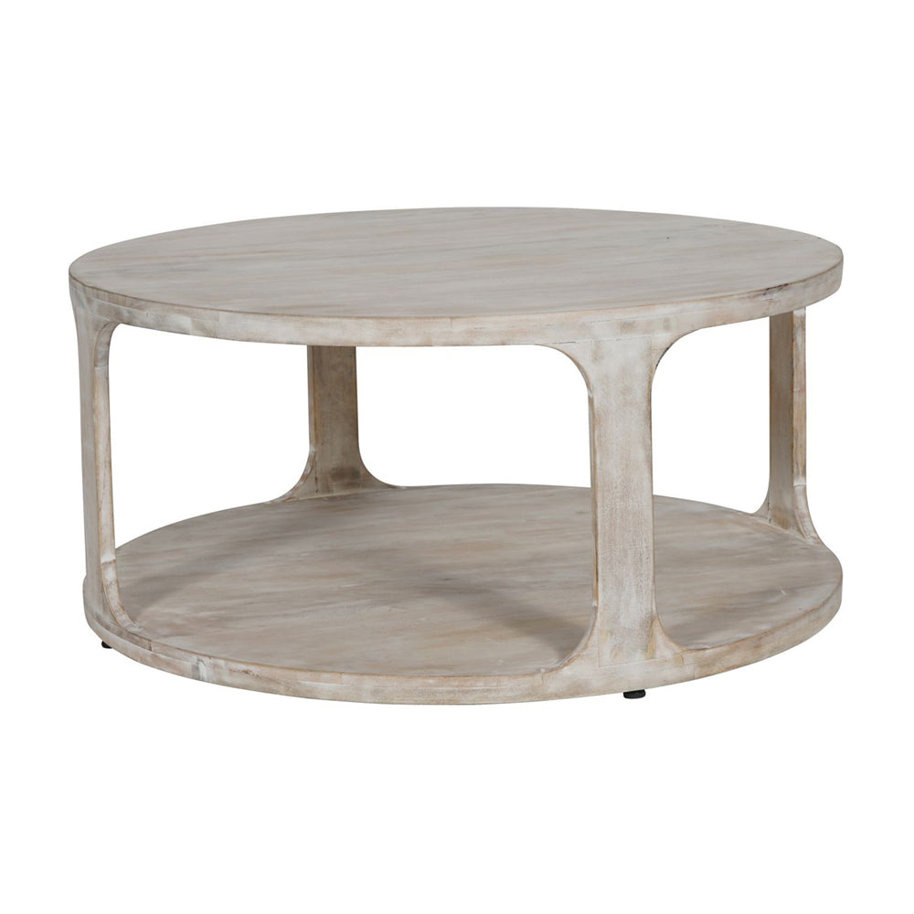 Libra Calm Neutral Collection - Beadnell Solid Carved Wooden Coffee Table in Whitewash Finish