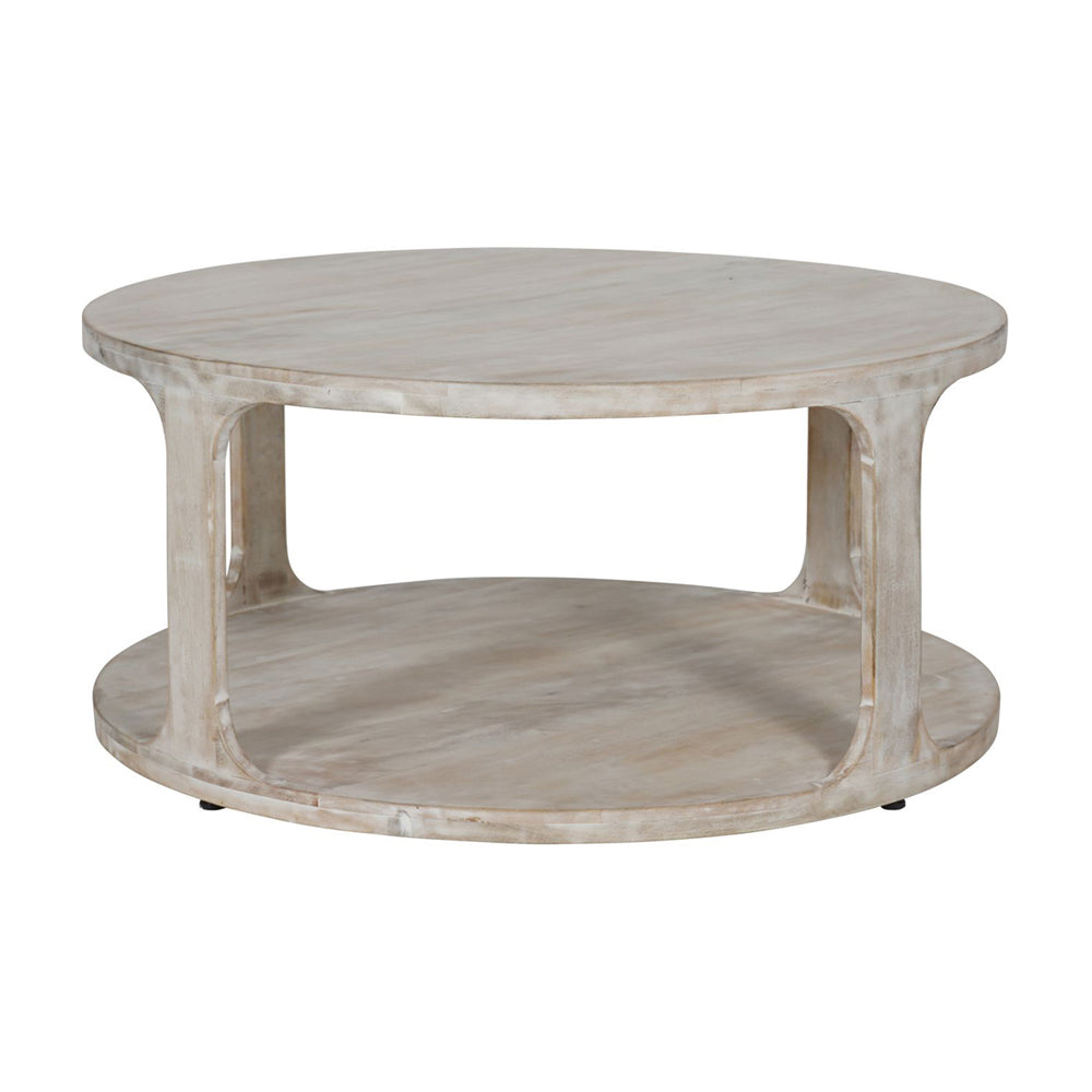 Libra Calm Neutral Collection - Beadnell Solid Carved Wooden Coffee Table in Whitewash Finish
