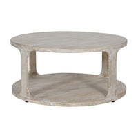 Libra Calm Neutral Collection - Beadnell Solid Carved Wooden Coffee Table in Whitewash Finish