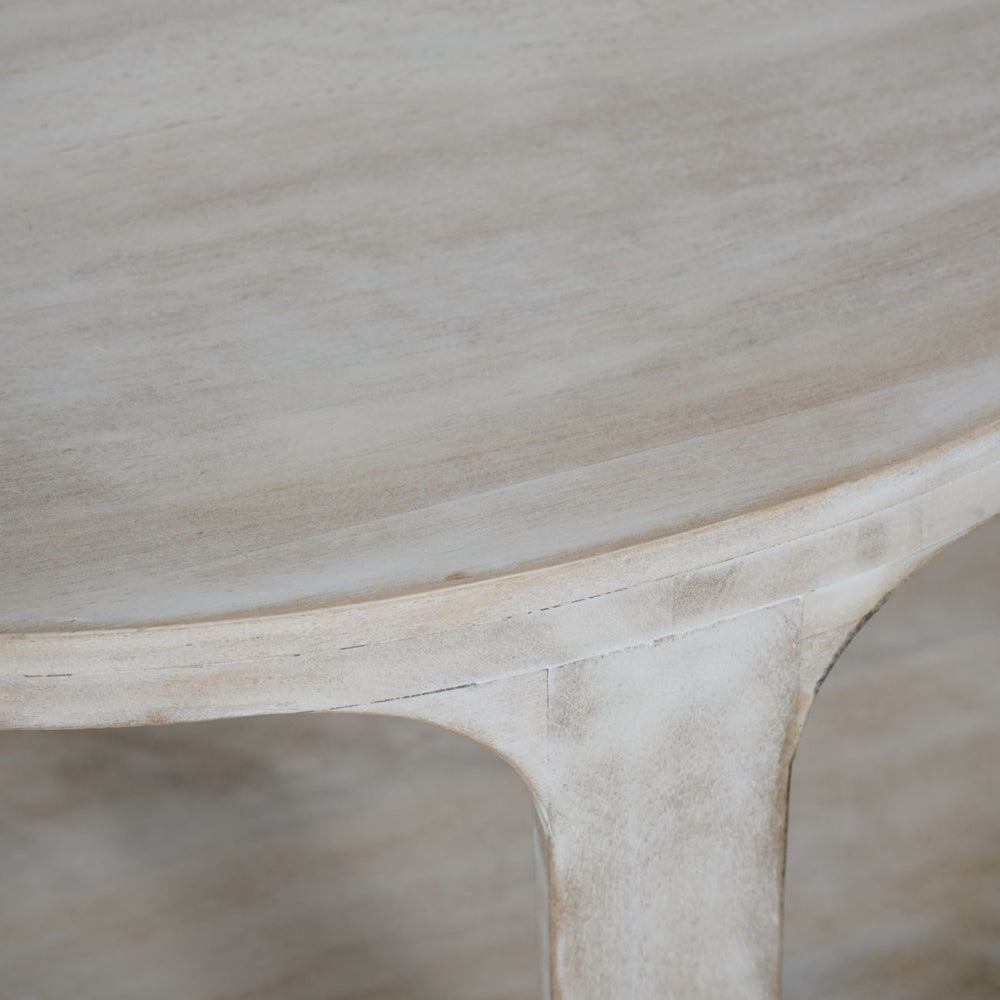 Libra Calm Neutral Collection - Beadnell Solid Carved Wooden Coffee Table in Whitewash Finish