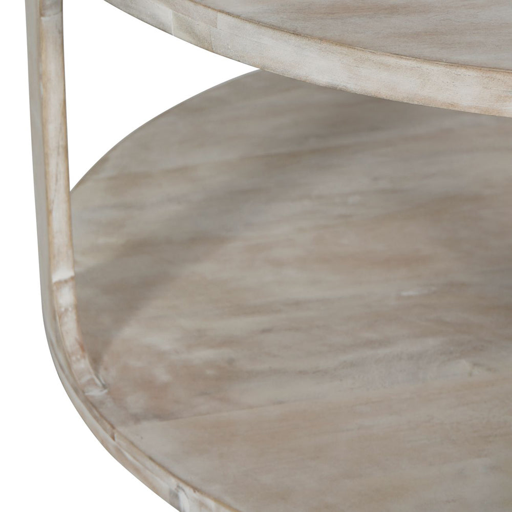 Libra Calm Neutral Collection - Beadnell Solid Carved Wooden Coffee Table in Whitewash Finish