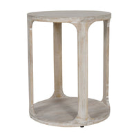 Libra Calm Neutral Collection - Beadnell Solid Carved Wooden Side Table in Whitewash Finish