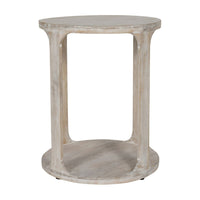 Libra Calm Neutral Collection - Beadnell Solid Carved Wooden Side Table in Whitewash Finish
