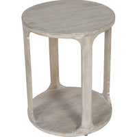 Libra Calm Neutral Collection - Beadnell Solid Carved Wooden Side Table in Whitewash Finish