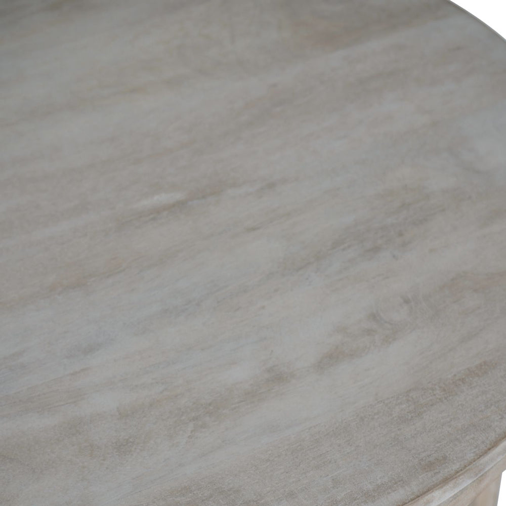 Libra Calm Neutral Collection - Beadnell Solid Carved Wooden Side Table in Whitewash Finish
