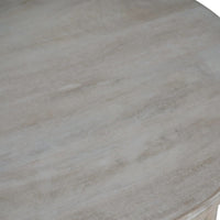 Libra Calm Neutral Collection - Beadnell Solid Carved Wooden Side Table in Whitewash Finish