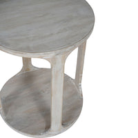 Libra Calm Neutral Collection - Beadnell Solid Carved Wooden Side Table in Whitewash Finish