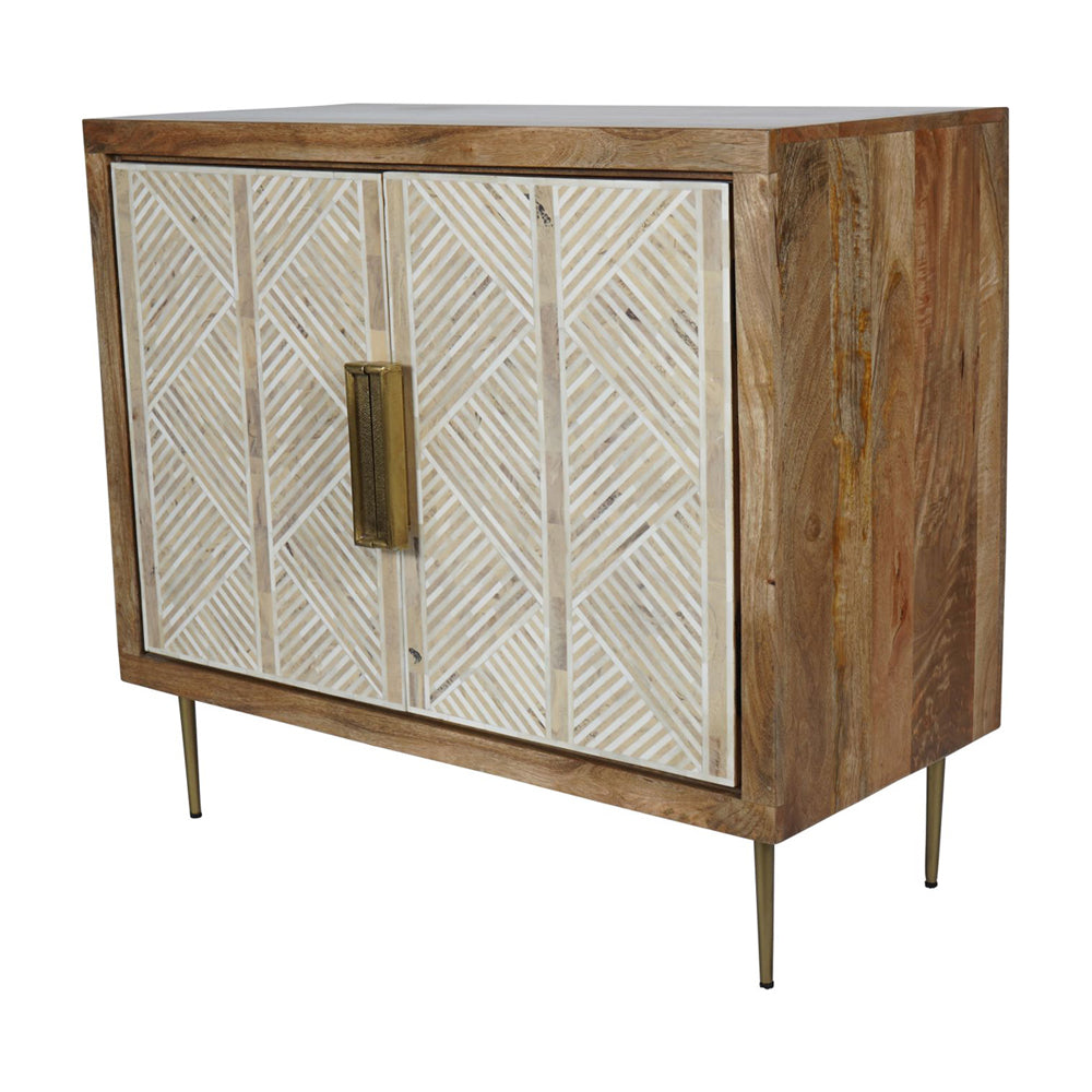 Libra Calm Neutral Collection - Linden Bone and Mango Wood 2 Door Cabinet