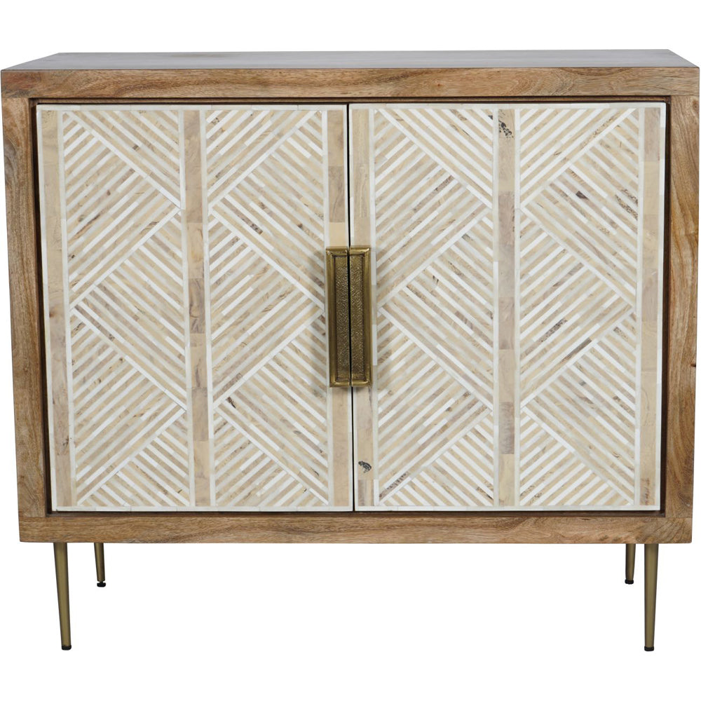 Libra Calm Neutral Collection - Linden Bone and Mango Wood 2 Door Cabinet