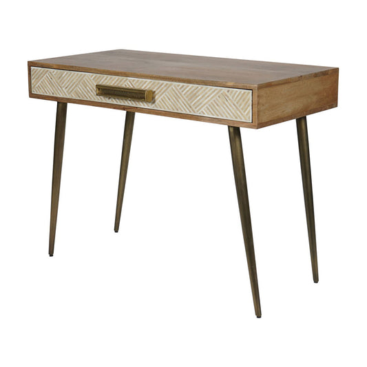 Libra Calm Neutral Collection - Linden Bone and Mango wood Desk Table with Drawer