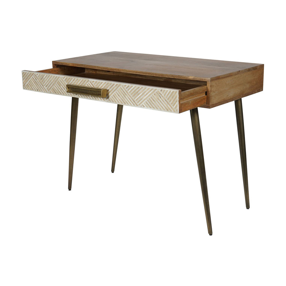 Libra Calm Neutral Collection - Linden Bone and Mango wood Desk Table with Drawer