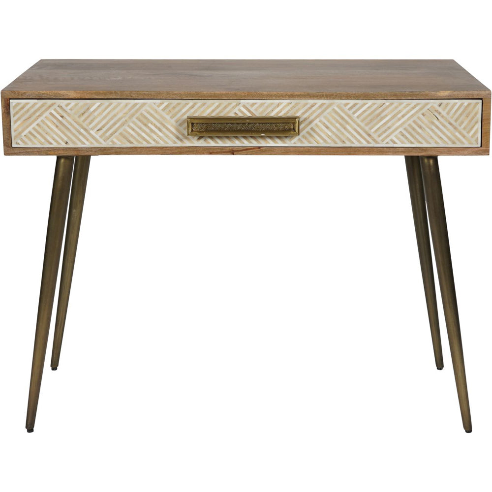 Libra Calm Neutral Collection - Linden Bone and Mango wood Desk Table with Drawer