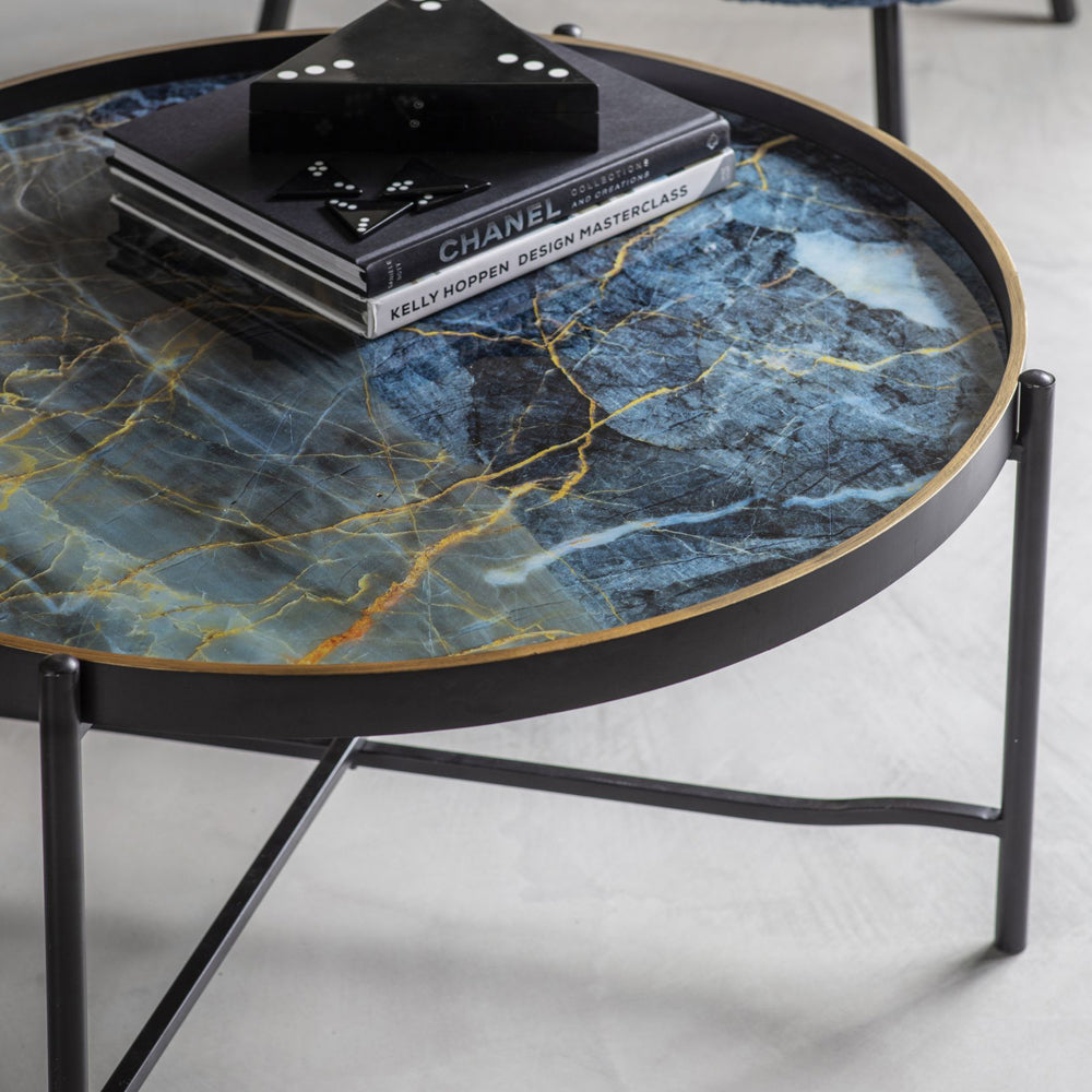 Libra Urban Botanic Collection - Vesuvius Coffee Table in Blue & Black