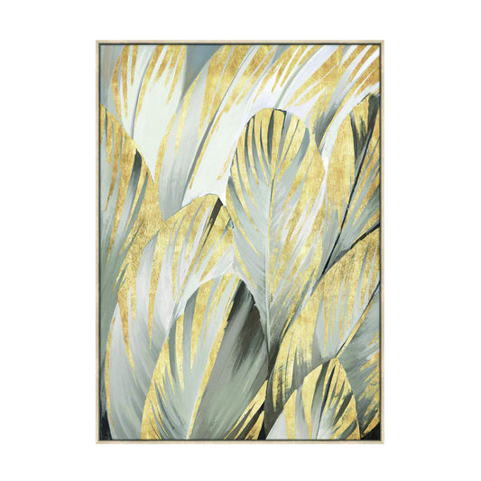 Libra Calm Neutral Collection - Grey Feather Foiled Framed Canvas 140x100cm