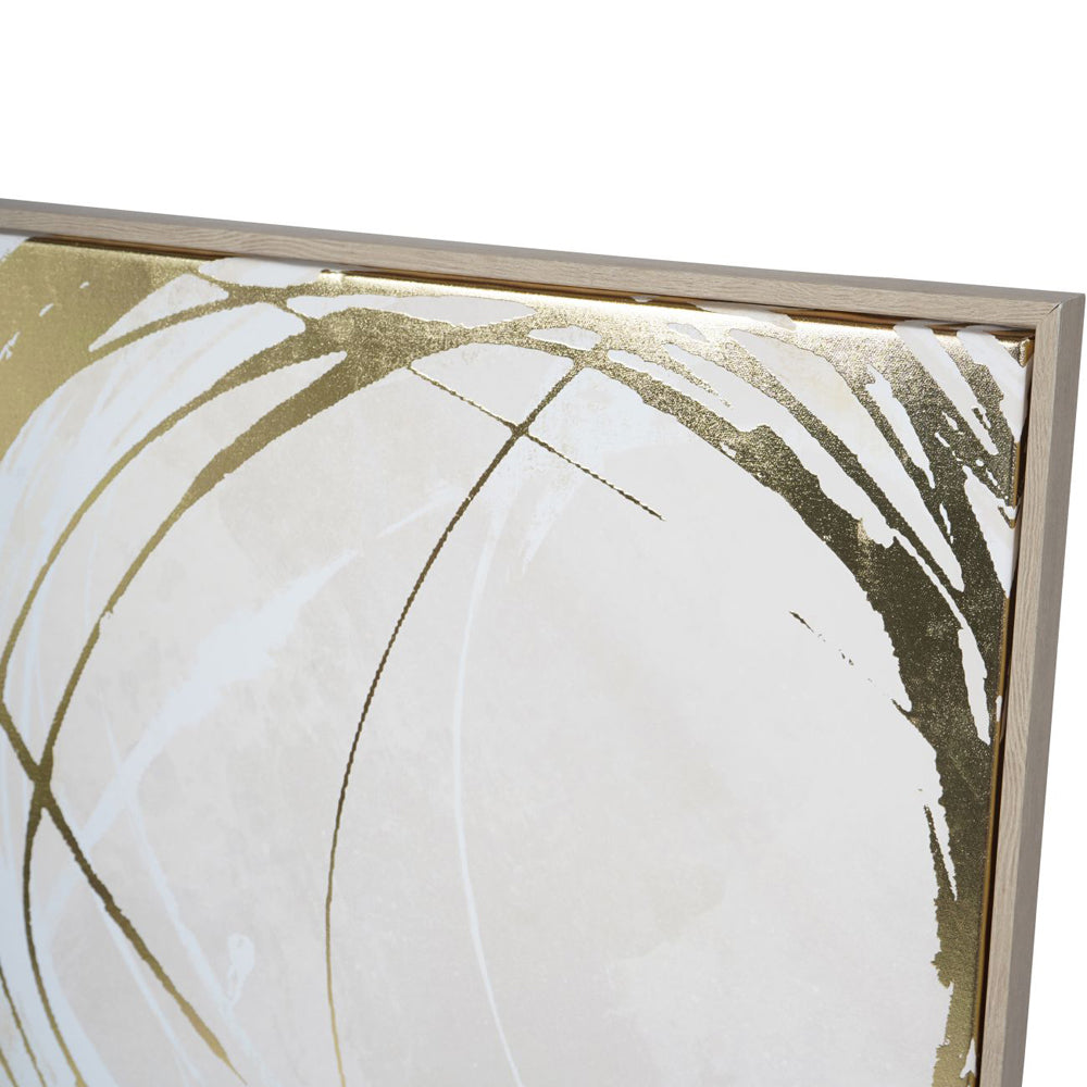 Libra Luxurious Glamour Collection - Golden Foiled Circles Framed Canvas 100x100cm