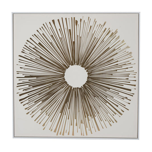 Libra Luxurious Glamour Collection - Golden Foiled Sunburst Framed Canvas 100x100cm