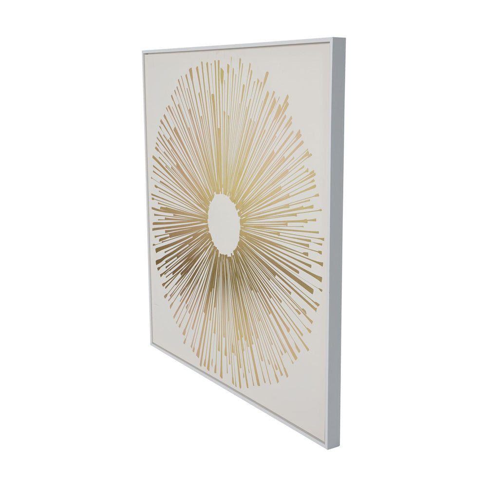 Libra Luxurious Glamour Collection - Golden Foiled Sunburst Framed Canvas 100x100cm