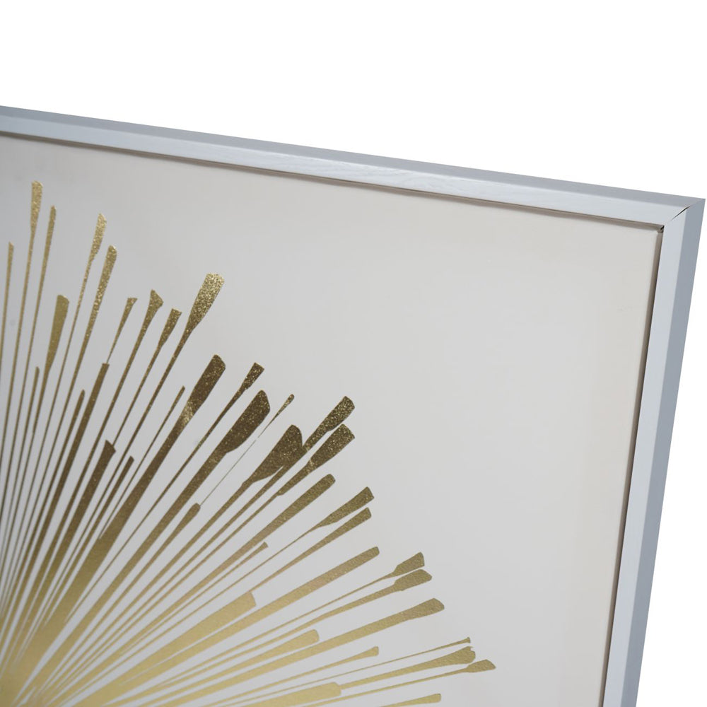 Libra Luxurious Glamour Collection - Golden Foiled Sunburst Framed Canvas 100x100cm