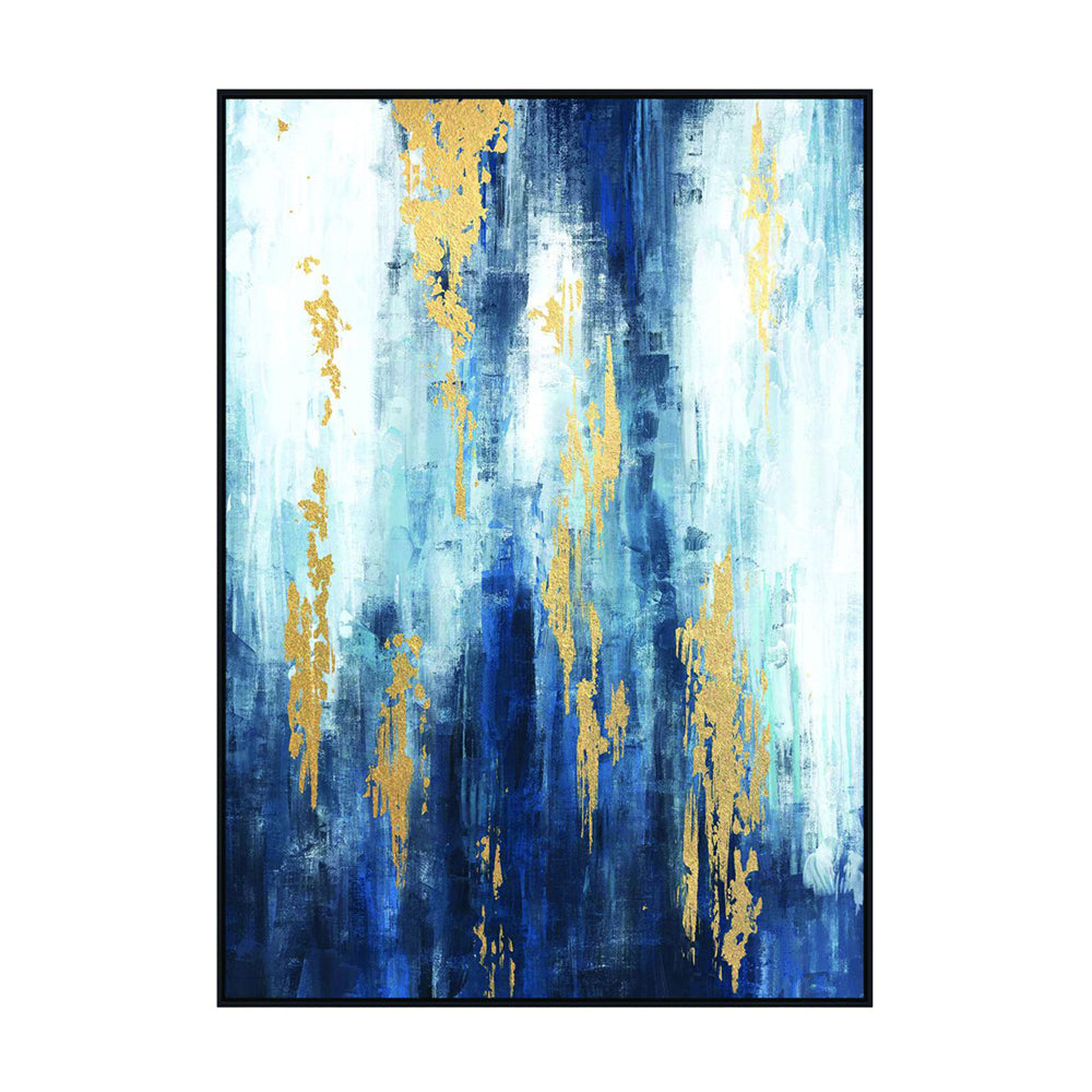 Libra xc  Collection - Urbanite Blue Distressed Foiled Framed Canvas 140x100cm