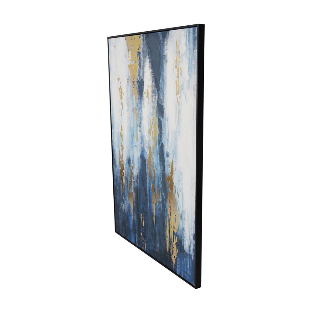 Libra xc  Collection - Urbanite Blue Distressed Foiled Framed Canvas 140x100cm