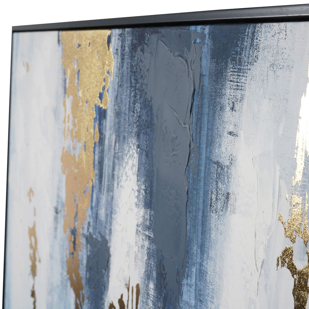 Libra xc  Collection - Urbanite Blue Distressed Foiled Framed Canvas 140x100cm