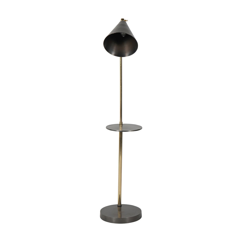 Libra Urban Botanic Collection - Amelie Brushed Floor Lamp with Table in Satin Grey & Brass