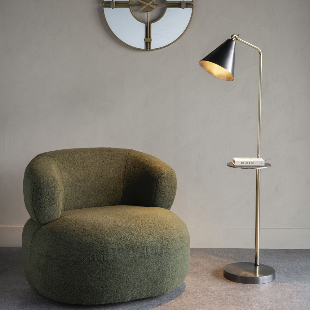 Libra Urban Botanic Collection - Amelie Brushed Floor Lamp with Table in Satin Grey & Brass