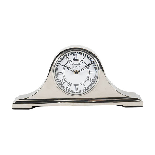 Libra Midnight Mayfair Collection - Retro Carriage Mantel Clock in Nickel Finish