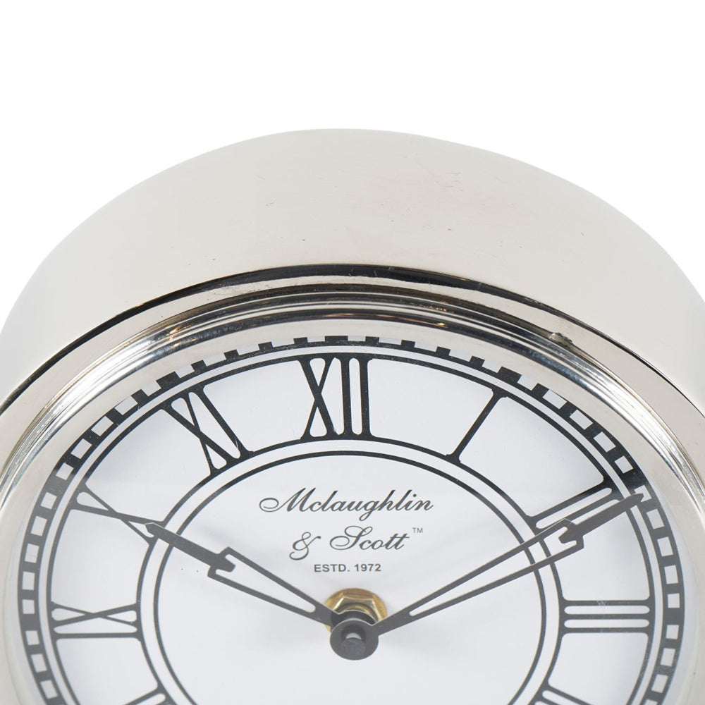 Libra Midnight Mayfair Collection - Retro Carriage Mantel Clock in Nickel Finish