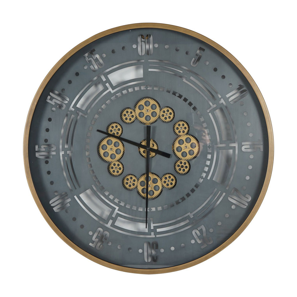 Libra Urban Botanic Collection - Manchester Industrial Round Wall Clock in Gold and Grey