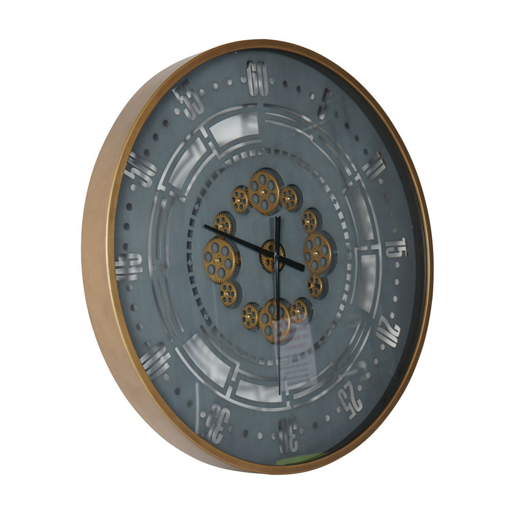 Libra Urban Botanic Collection - Manchester Industrial Round Wall Clock in Gold and Grey