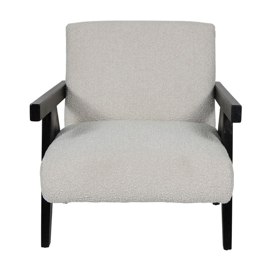 Libra Calm Neutral Collection - San Diego Wooden Frame Cream Boucle Armchair