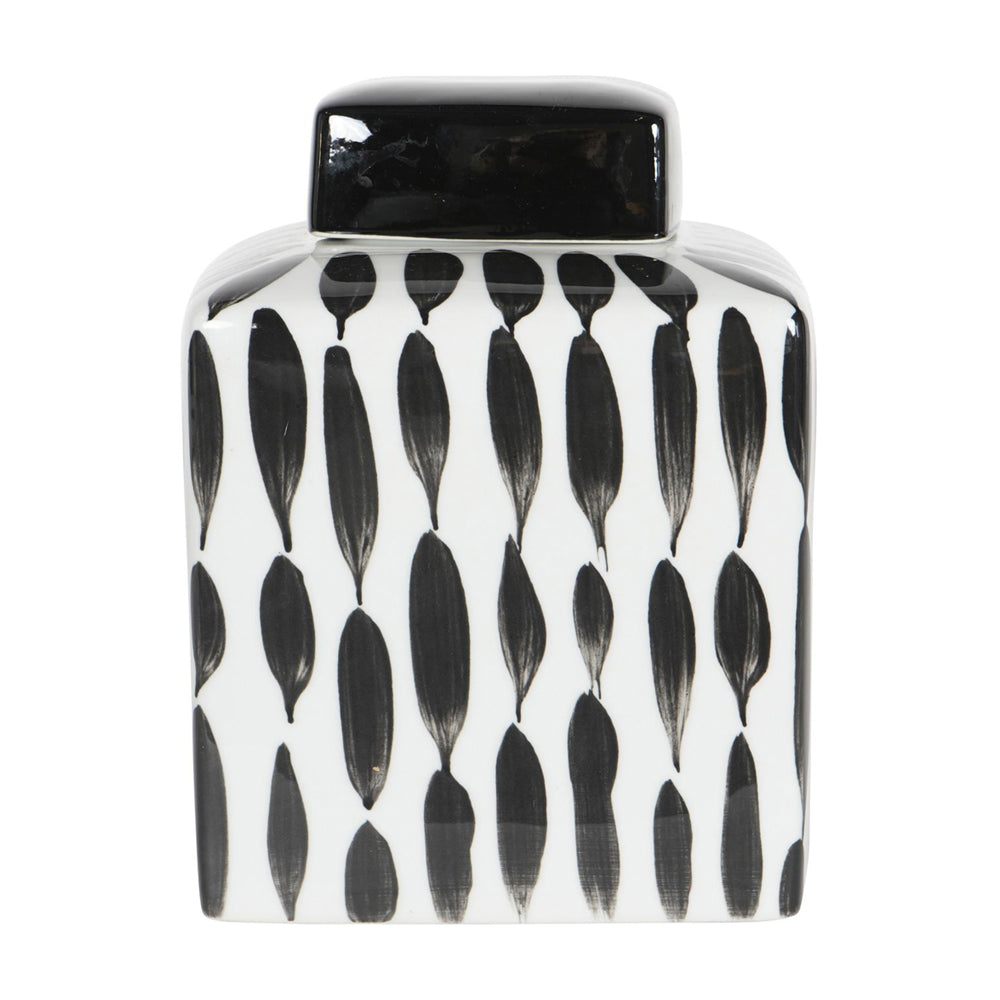 Libra Midnight Mayfair Collection - Vertical Stripes Square Jar in Black and White