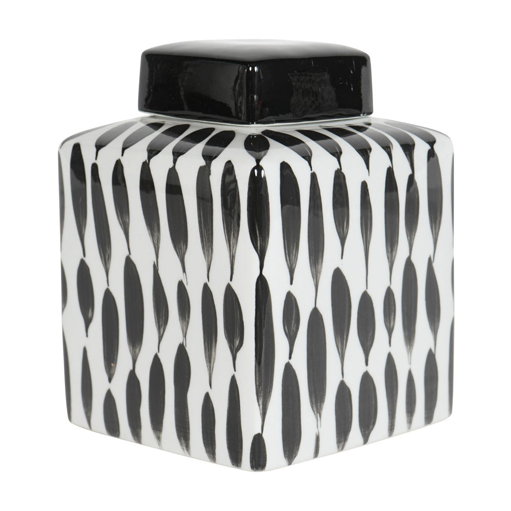 Libra Midnight Mayfair Collection - Vertical Stripes Square Jar in Black and White