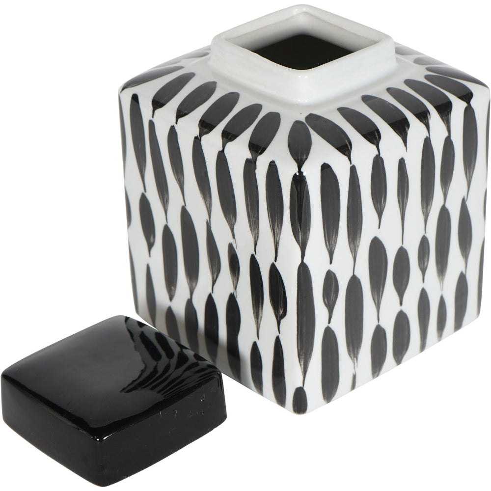 Libra Midnight Mayfair Collection - Vertical Stripes Square Jar in Black and White