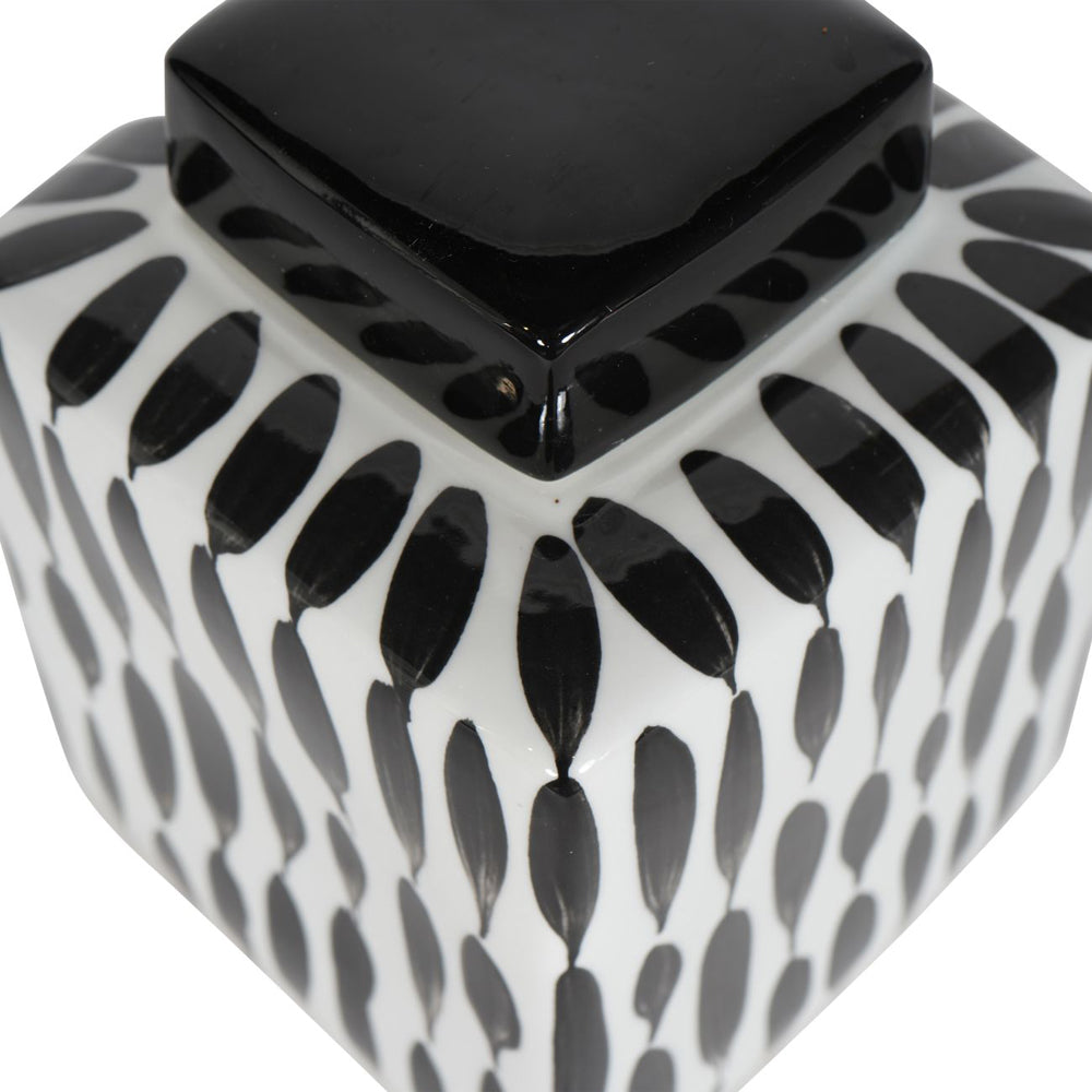 Libra Midnight Mayfair Collection - Vertical Stripes Square Jar in Black and White