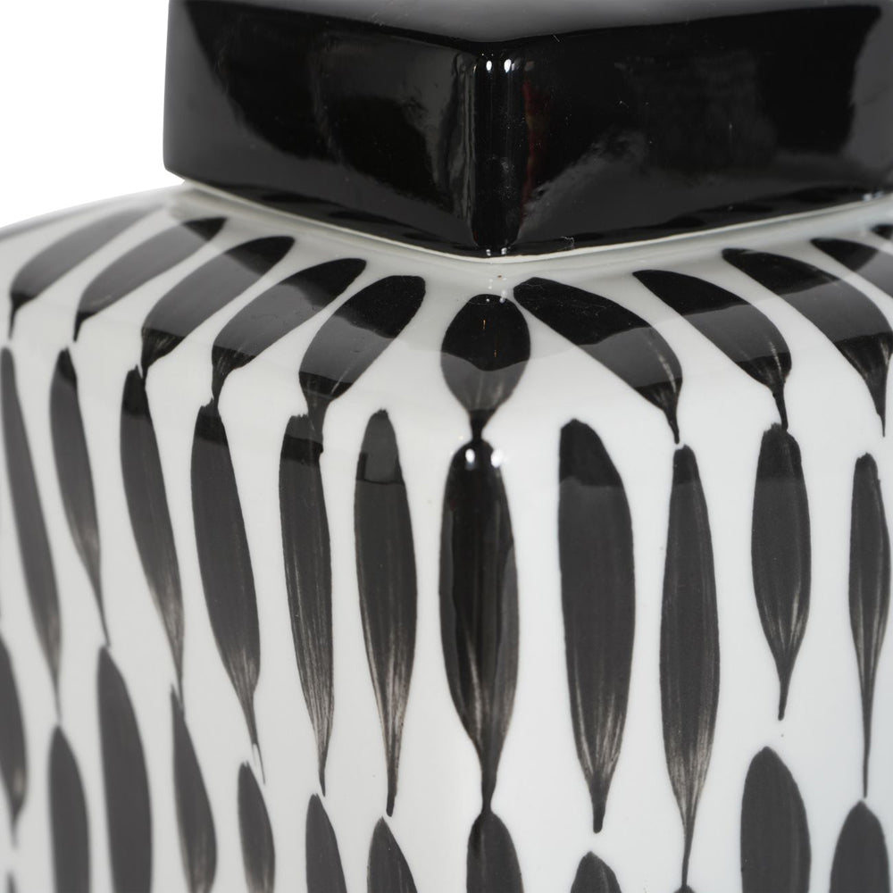 Libra Midnight Mayfair Collection - Vertical Stripes Square Jar in Black and White