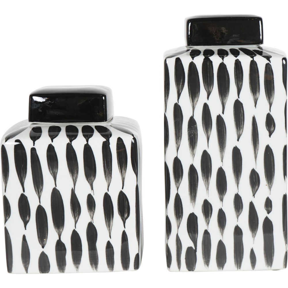 Libra Midnight Mayfair Collection - Vertical Stripes Square Jar in Black and White