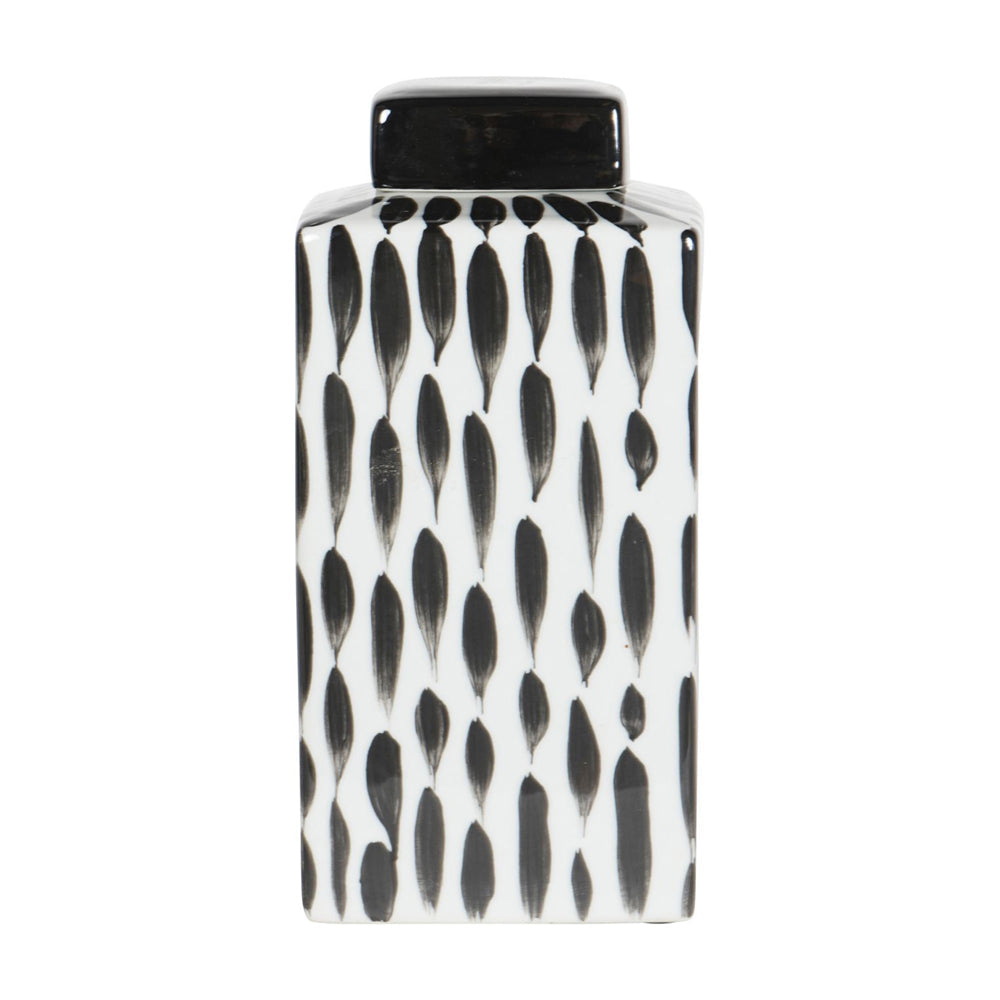 Libra Midnight Mayfair Collection - Vertical Stripes Square Jar in Black and White