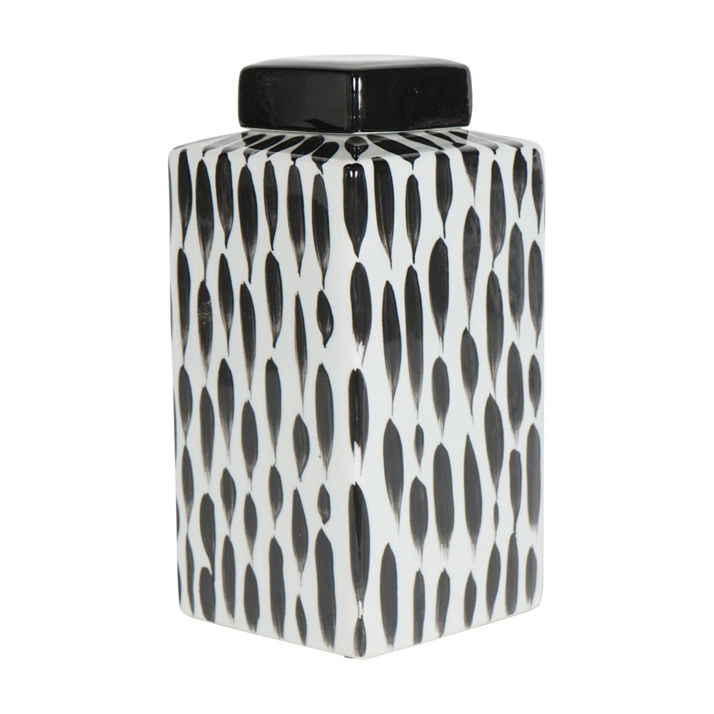 Libra Midnight Mayfair Collection - Vertical Stripes Square Jar in Black and White