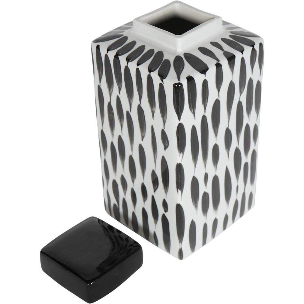 Libra Midnight Mayfair Collection - Vertical Stripes Square Jar in Black and White