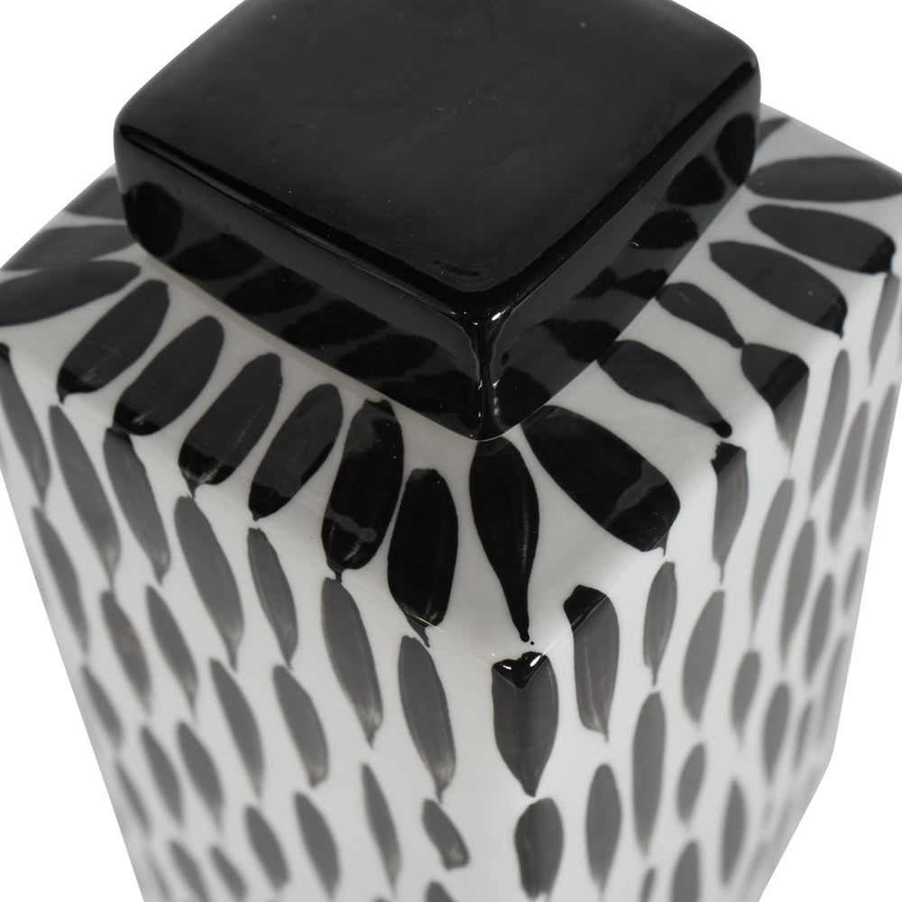 Libra Midnight Mayfair Collection - Vertical Stripes Square Jar in Black and White