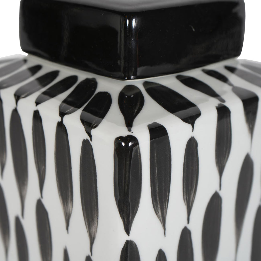 Libra Midnight Mayfair Collection - Vertical Stripes Square Jar in Black and White